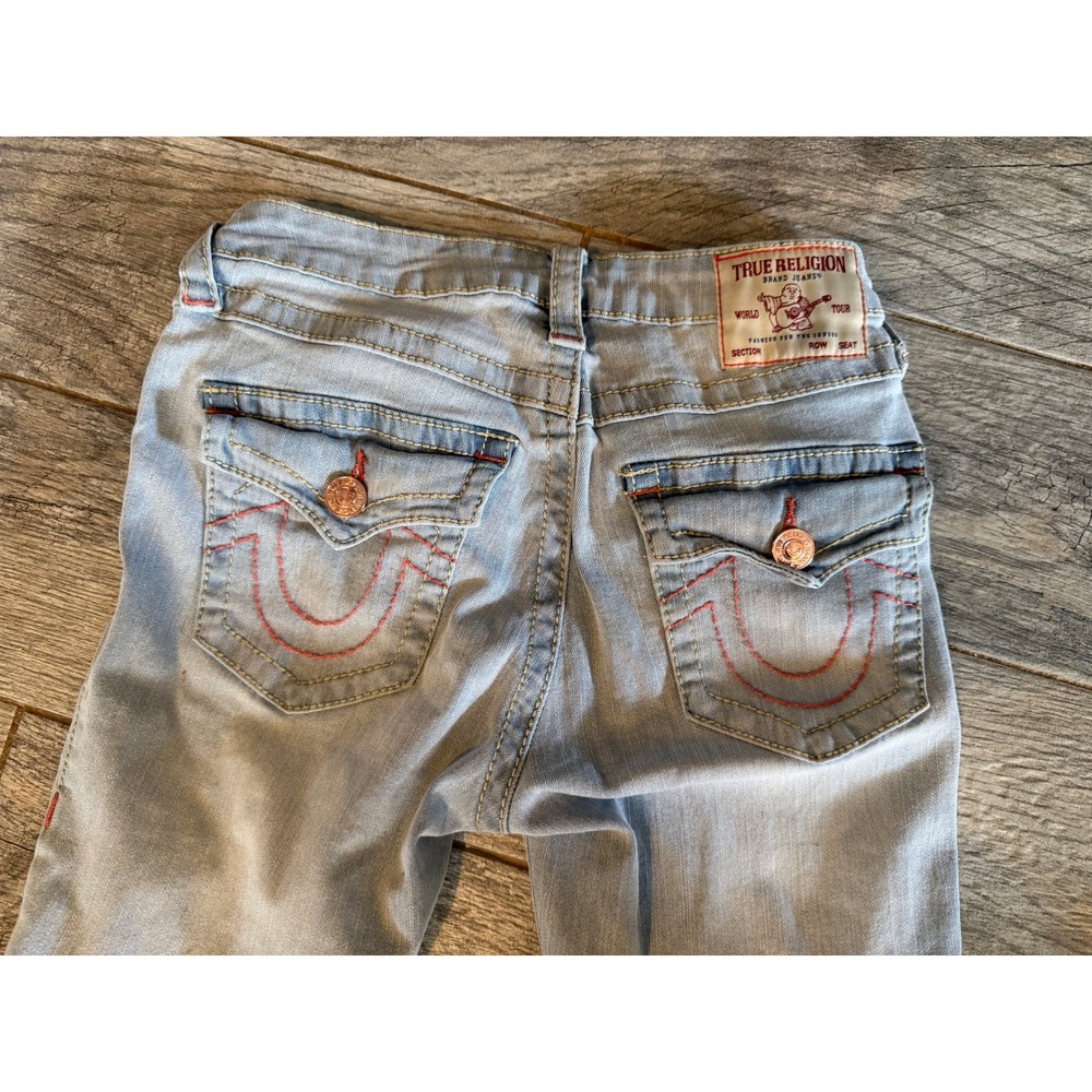 True Religion Joey Mid Rise Flare Jeans Womens 26 Bootcut Y2K Distressed Boot - Picture 12 of 12